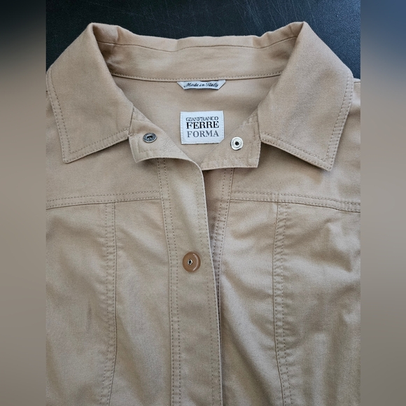 NWOT - Designer Gianfranco Ferre Forma Tan Boxy Unlined Jacket - Size 18 - Picture 7 of 9